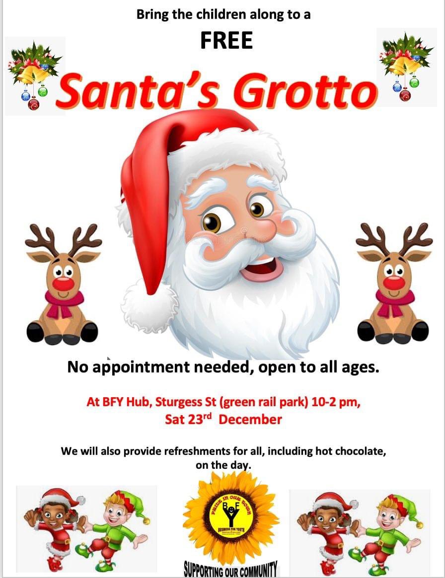 Our FREE children’s grotto, coming soon to BFY. Enjoy a mince pie and warm drink whilst you are there.