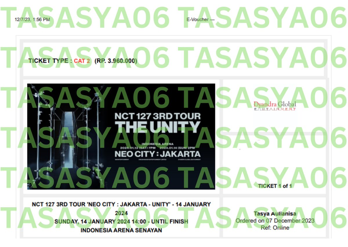tasasya06's tweet photo. WTS! The Unity in JKT - NCT 127

Cat 2 (Day 2) - 1 tix

DM Tw/Ig : tasasya06 for more info :) https://t.co/L8VUvMCfFS