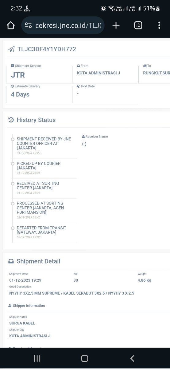 Halo <a href="/JNECare/">JNE Customer Care</a> sudah saya DM dan  email gak ada jawaban. Ini gimana? Gak ada update sama sekali sejak 2 desember.