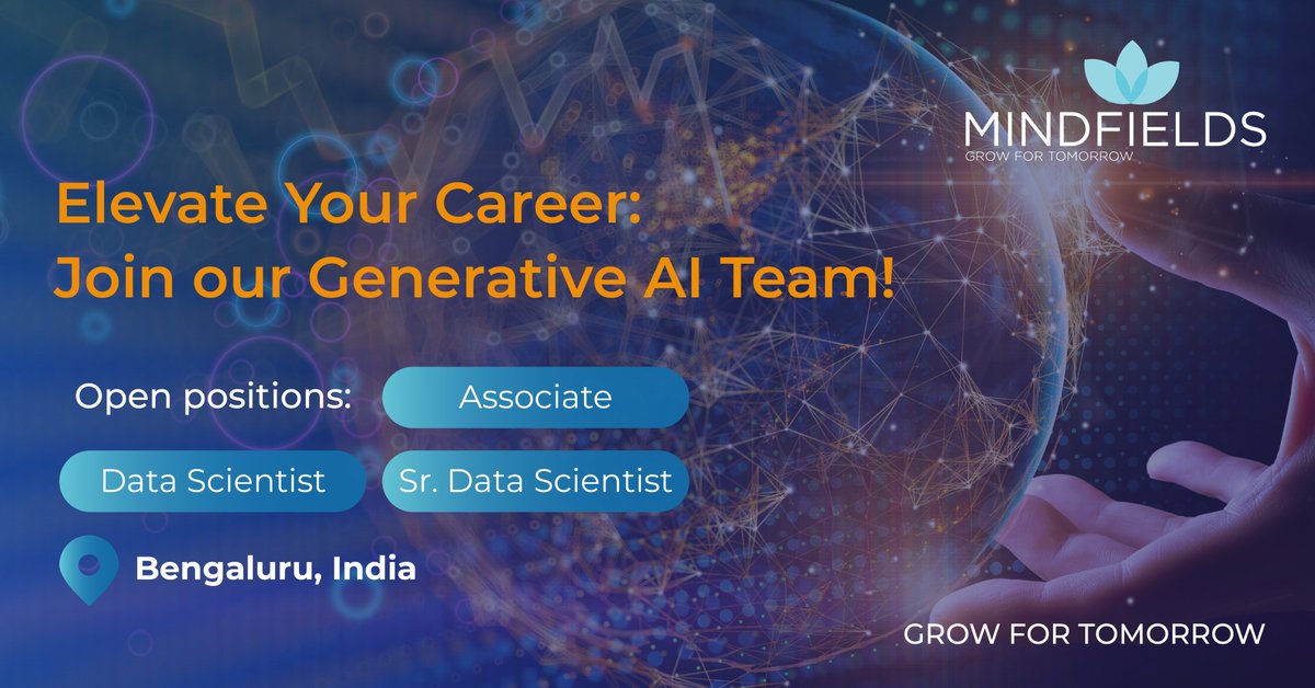 Join our Generative AI team!   

We're #hiring: Associate, Data Scientist, Senior Data Scientist.   

👉 Make an impact in AI! Apply now! mindfieldsglobal.com/careers 

#Mindfields #GrowForTomorrow #Careers #GenerativeAI #AIJobs #Innovation