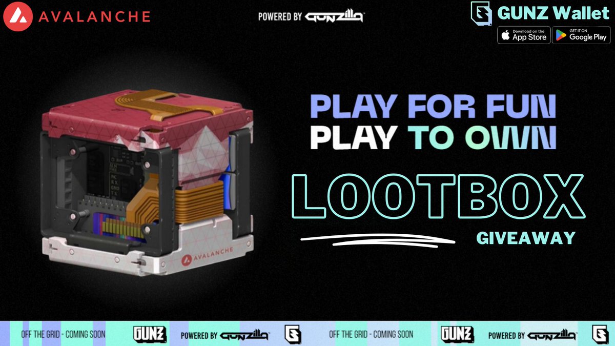 This insane LootBox from Ava Labs/Technocore and Off the Grid has utility in BOTH Web3 games🤯

I have only a few $AVAX GUNZ boxes left!
           
TO ENTER
🎉 Follow me / <a href="/playoffthegrid/">Off The Grid</a>
🎉 Like / RT
🎉 Tag 3 Friends!

You can download the Gunz Wallet on IOS or Android now! 🫡