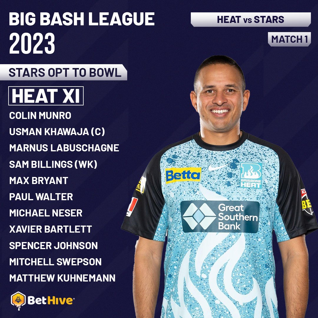Melbourne Stars have won the toss and opted to bowl first against Brisbane Heat in the 1st match of BBL 2023.

#MelbourneStars #BrisbaneHeat #BBL #BBL2023 #BigBashLeague #Cricket #T20 #T20Cricket #t20blast #Match1 #BetHive