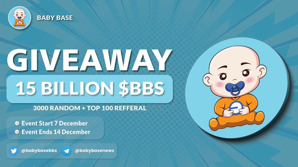 babybasebbs's tweet image. 🔥 Baby Base Airdrop Event 

🎁 Total Airdrop pool 15 Billion $BBS

✅ Airdrop link
t.me/BabyBaseAirdro…

#Airdrops #Giveaway #Basechain #crypto @Babybasebbs #airdropcrypto #Babybase  #airdrop