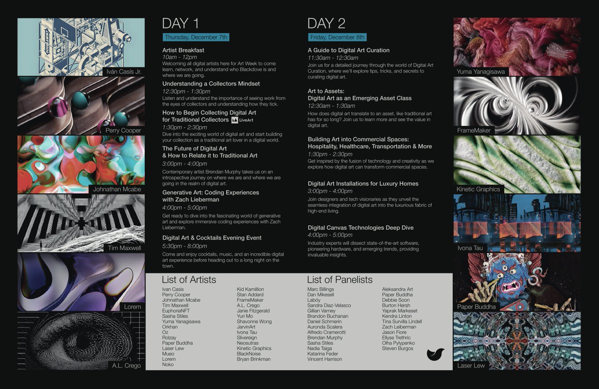 🖤 🕊️ 🧵👇 

Attention Art Lovers,

Event day has finally arrived and we couldn't be prouder of the event we've put together - our biggest (and best) yet.

If you're in the Miami area for the festivities - plan a stop over to