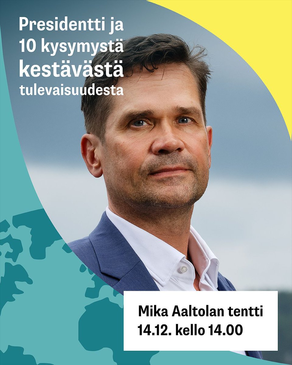 Fingo (@fingofi) on Twitter photo Nyt on aika esittää presidenttiehdokas <a href="/MikaAaltola/">Mika Aaltola</a>'lle 10 kysymystä kestävästä tulevaisuudesta. Tervetuloa seuraamaan yksilötenttiä torstaina 14.12. kello 14.
#KestäväTulevaisuus #presidentinvaalit
Ilmoittaudu täällä: buff.ly/488wUFh Nyt on aika esittää presidenttiehdokas <a href="/MikaAaltola/">Mika Aaltola</a>'lle 10 kysymystä kestävästä tulevaisuudesta. Tervetuloa seuraamaan yksilötenttiä torstaina 14.12. kello 14.
#KestäväTulevaisuus #presidentinvaalit
Ilmoittaudu täällä: buff.ly/488wUFh