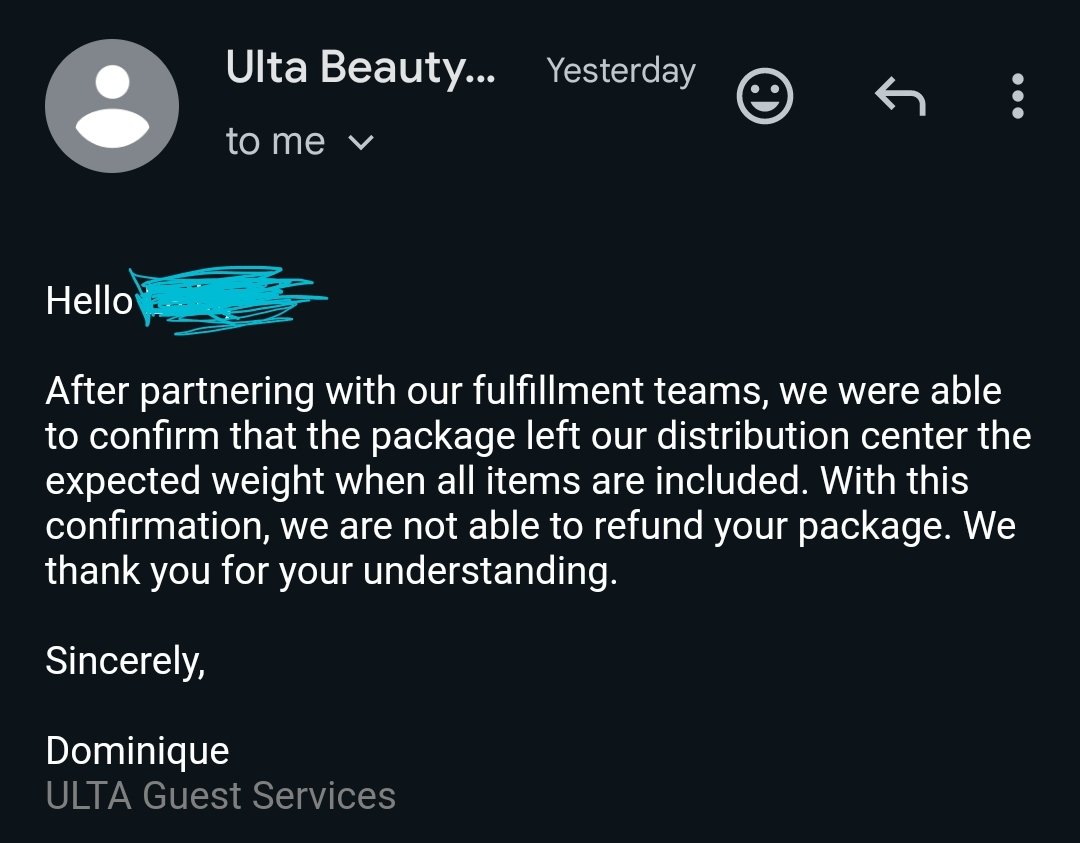 amrawahs's tweet photo. @CaryVabreeze @ultabeauty Disputing with my bank! They are theives https://t.co/EDvAjU037L