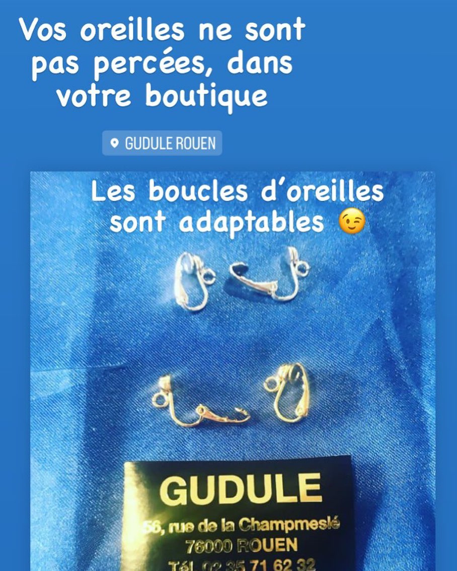 GuduleRouen's tweet photo. Ce jeudi 7 décembre votre boutique #Gudule de #rouen est ouverte de 9h à 13h et de 14h à 19h.
Vos #oreilles ne sont pas #Percées !
Les #bouclesdoreilles sont #Adaptables en #clips dans votre boutique #Gudule de #rouen #gudulerouen #bijouxaddict https://t.co/HPI9RF8wRv