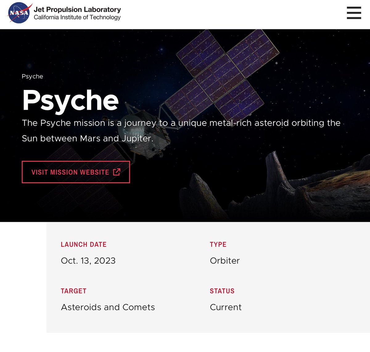 I didn't know NASA's asteroid probe was named 'Psyche'.😳😳😳