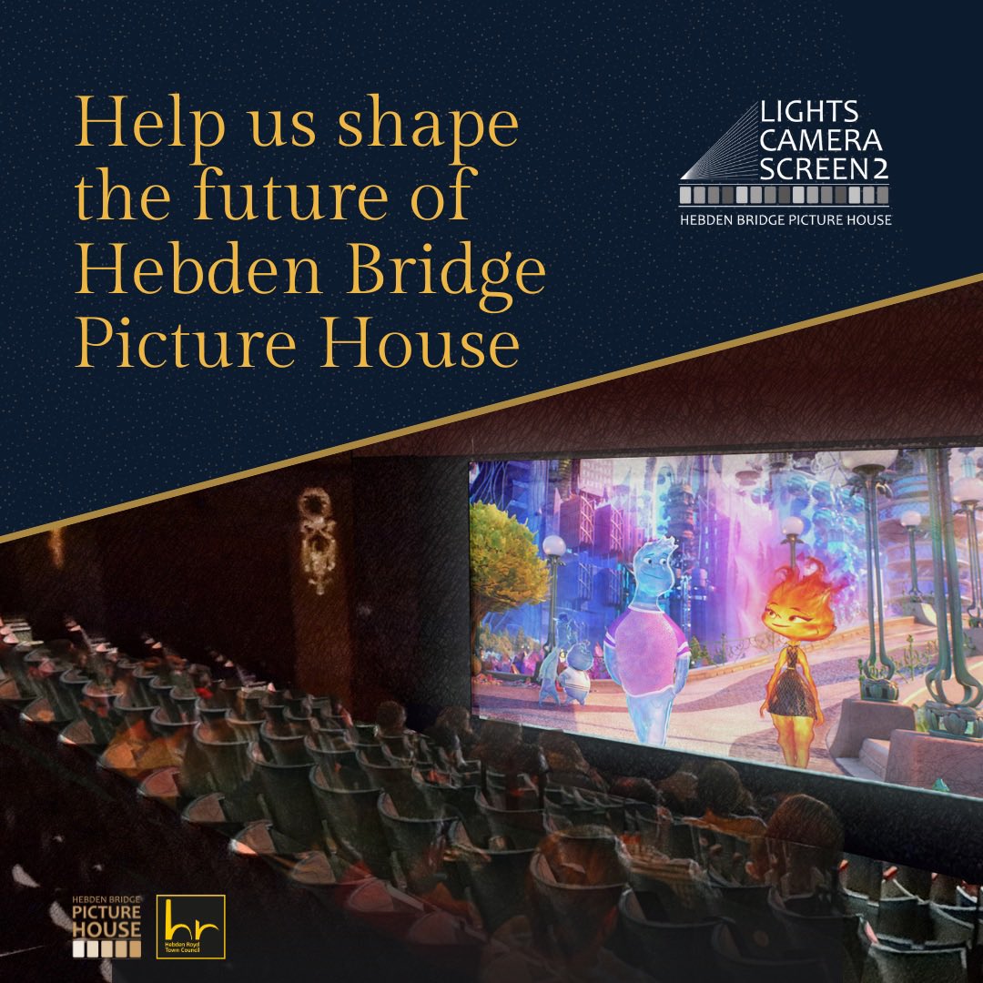 Public consultation now open! 🎬🎟️✨

‘Lights, Camera, Screen 2’ is an exciting project which explores the opportunity to add a second screen in the balcony at HBPH.

Further information, visuals and our customer survey can be found via the link below: hebdenbridgepicturehouse.co.uk/screen2
