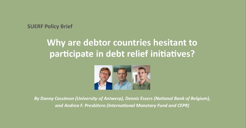 suerf_org's tweet photo. #SUERFpolicybrief “Why are debtor countries hesitant to participate in debt relief initiatives?” by @DannyCassimon (@UAntwerpen), @DennisEssers (@NBB_BNB_FR), and @a_presbitero (IMF &amp; CEPR)

#SovereignDebt #SovereignDebtRelief #CommonFramework #RealOptions #SurvivalAnalysis