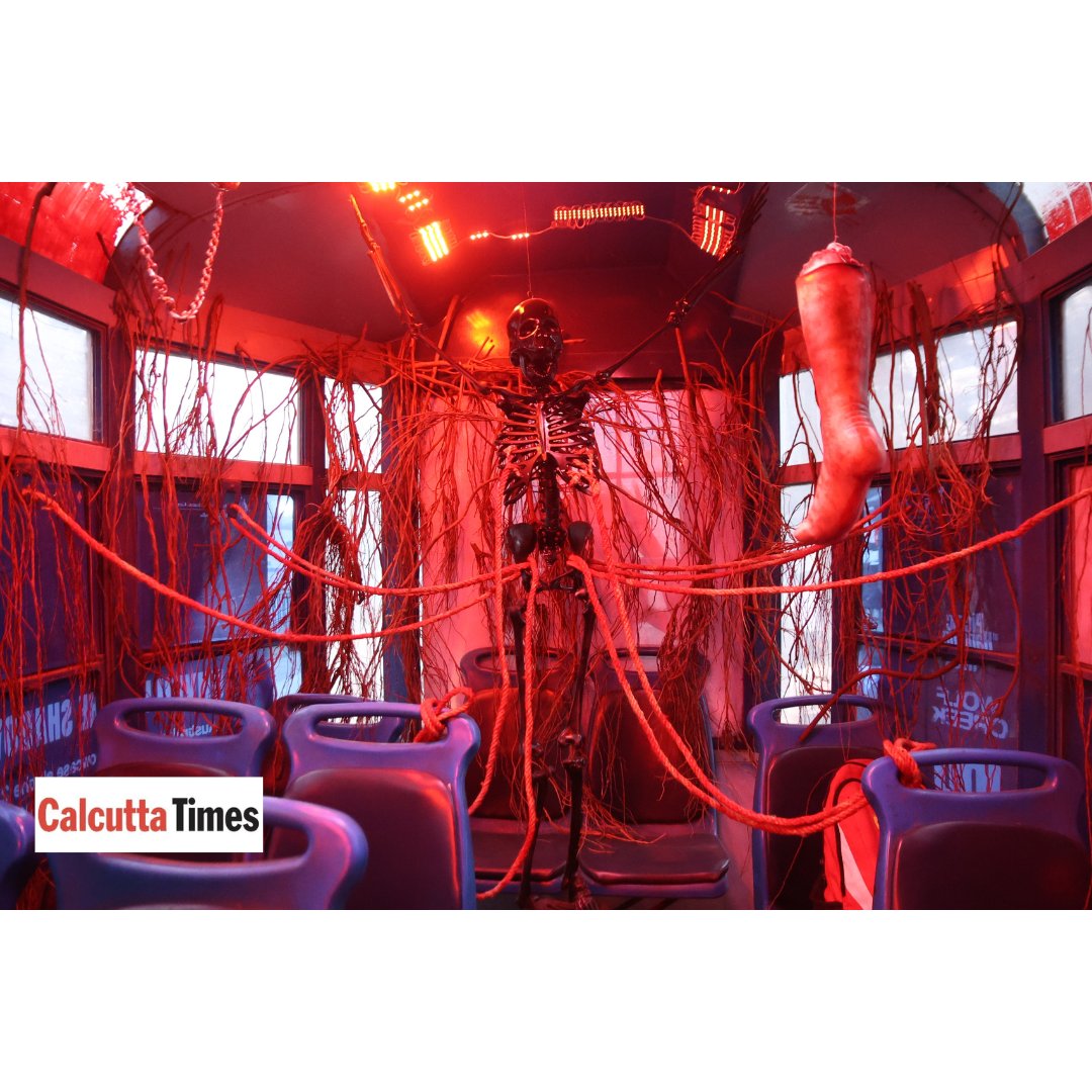 Calcutta_Times's tweet photo. In pictures: The Consulate of Australia in Kolkata, as part of their participation in KIFF'29, organised a horror-themed tram which will ply the Esplanade- Gariahat and Esplanade-Shyambazar till December 12.
#kolkata #kiff #kiff29 #calcutta #tram #tramsofkolkata https://t.co/k73K84AAJ8