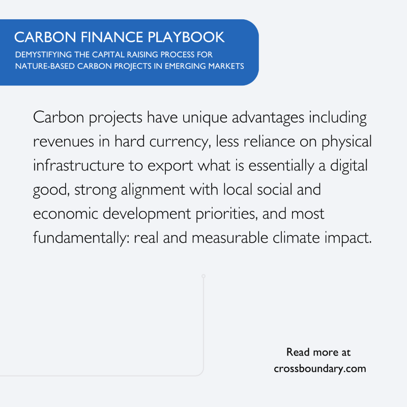 CrossBoundary's tweet photo. In time for #COP28, the USAID/Mozambique PLANETA program has published the Carbon Finance Playbook to help demystify the investment process for carbon projects in emerging markets and mobilize capital into the space.