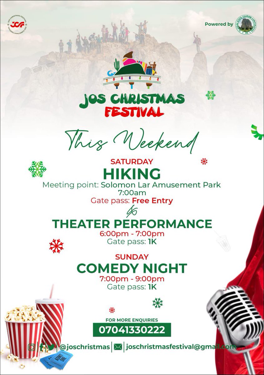 JosInfluencer's tweet photo. This December, let’s embrace the festive magic at Jos Christmas Festival – where joy knows no bounds and the season sparkles with community cheer. 

See the event Schedule ⬇️⬇️
🎄✨ #JosChristmasFestival https://t.co/C4pgS8QJtW