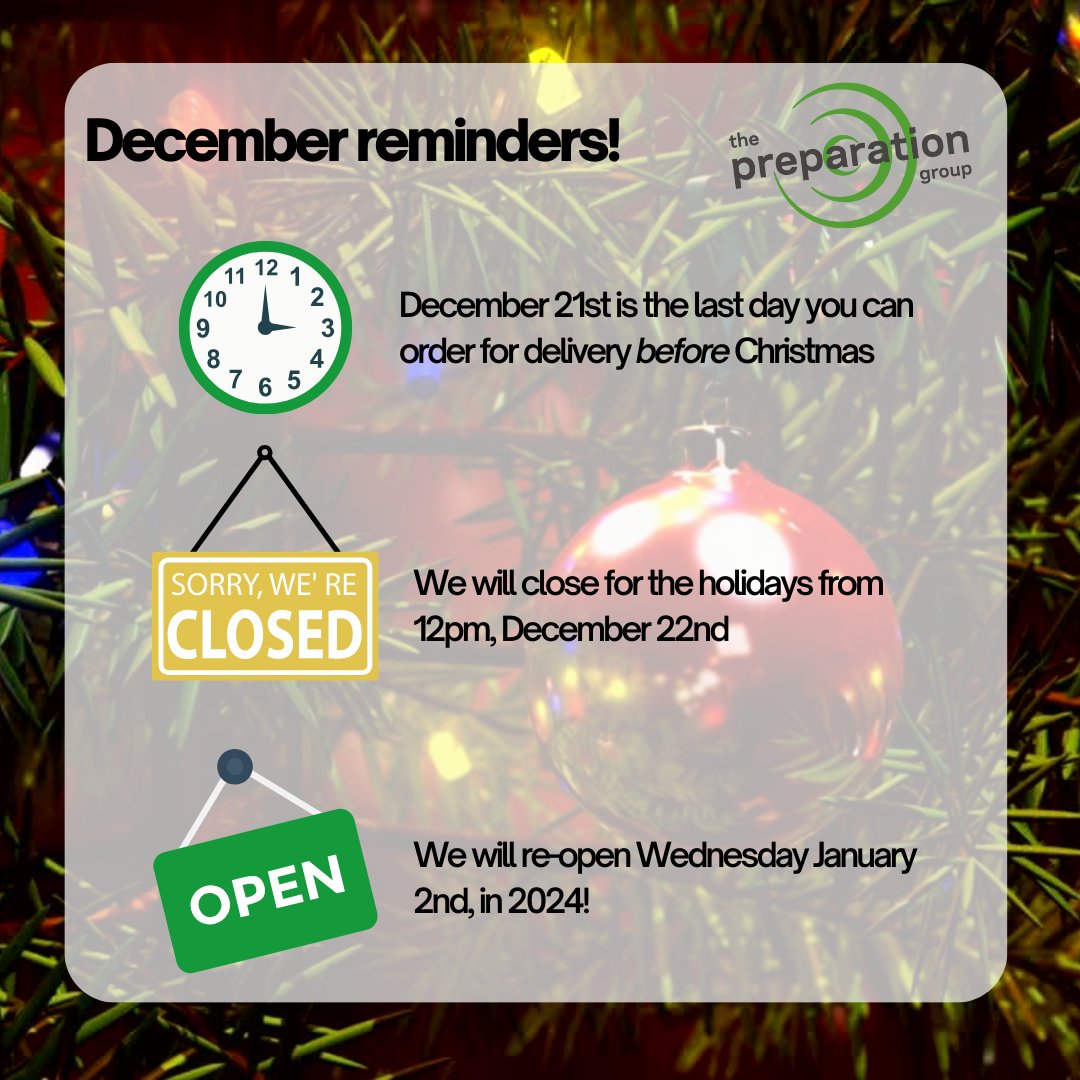 🌟 Jingle Bell Checklist: December Edition! 🎅✨ 

Unwrap the magic with these festive-friendly reminders to sleigh your way through December! 🎁📆 

+44 (0)1522 561 460
 sales@ppcgroup.co.uk

#JingleBellChecklist #FestiveFrenzy #DecemberDelights #ThePreparationGroup #Christmas