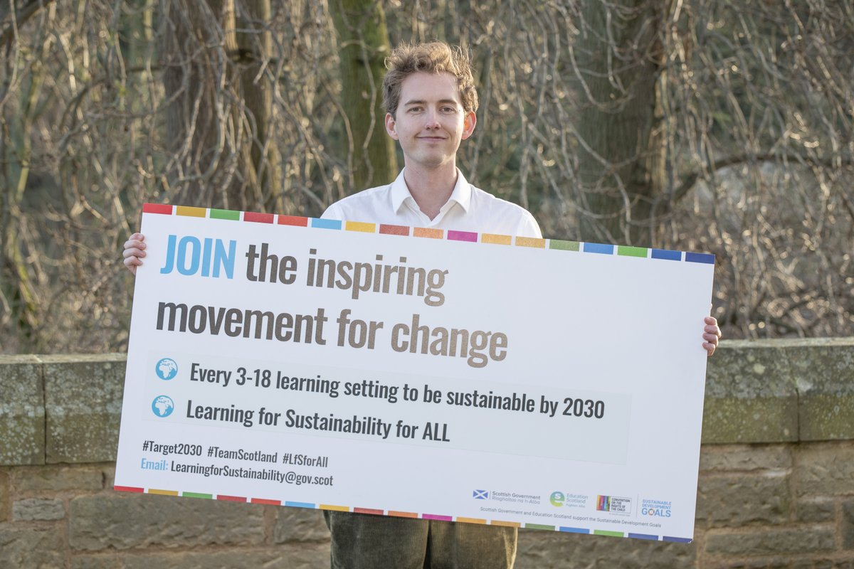 ScotSTEMAmb's tweet photo. We are joining the national CALL TO ACTION to achieve Target 2030- All 3-18 learning settings to be sustainable by 2030. JOIN the inspiring movement for change #Target2023 #LfSforAll @EdScotLfS https://t.co/B2OKFY1KFi