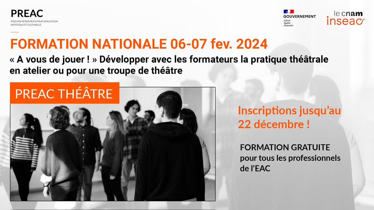 JulieWozniak8's tweet photo. Construisez votre boite ร outils pour developper la pratique thรฉรขtrale avec les enfants et les jeunes avec la prochaine formation nationale du #PREAC Thรฉรขtre ! #EAC #formation
๐ ๐๐ง๐ฌ๐๐ซ๐ข๐ฉ๐ญ๐ข๐จ๐ง๐ฌ ๐ฃ๐ฎ๐ฌ๐ช๐ฎ'๐๐ฎ ๐๐ ๐๐ฬ๐๐๐ฆ๐๐ซ๐ !
โก https://t.co/PBQtsZPkhY https://t.co/StncJn7iCT