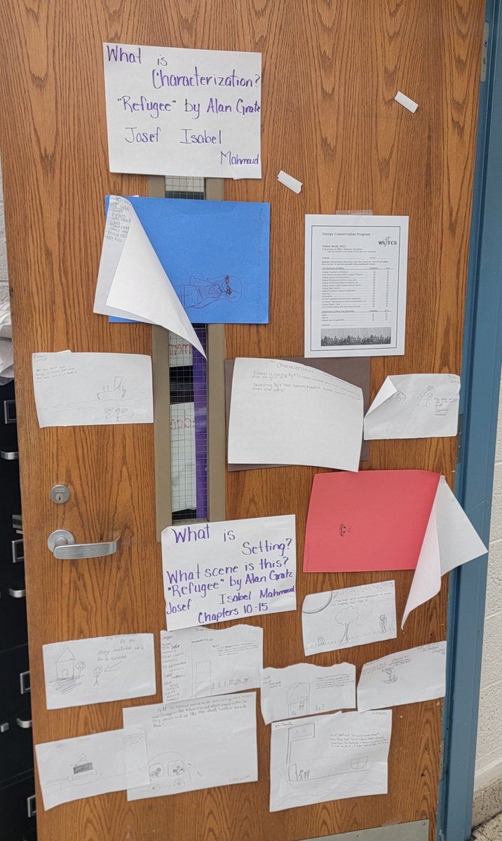 msms_bulldogs's tweet photo. 7th-grade students in Ms. Brown's ELA class are reading Alan Gratz's young adult novel "Refugee." They demonstrated their understanding of characterization and setting by creating images and captions.
Because #msmsistheplacetobe #talentedstudents #talentedteacher #artsineducation https://t.co/iraY9UxtWk