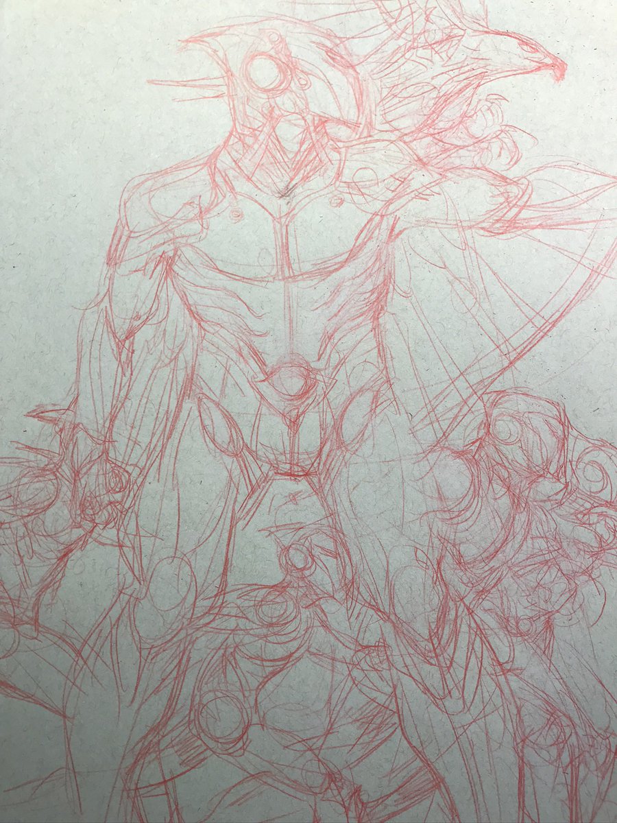 Pencil roughs before rendering.