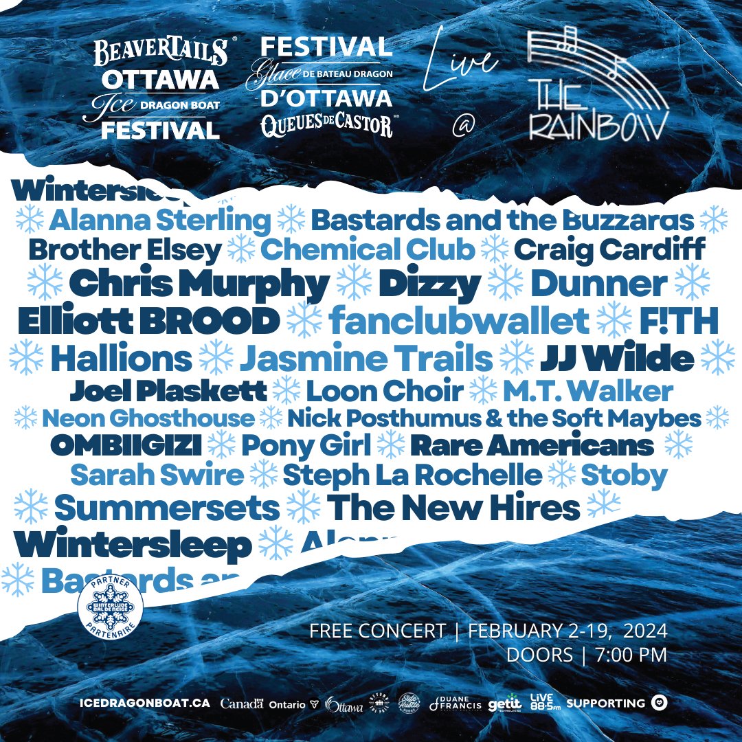 The 2024 lineup &amp; schedule for <a href="/IceDragonBoat/">Ice Dragon Boat Fest</a> has been announced, including <a href="/jjwildechild/">JJ Wilde</a> <a href="/wintersleep/">Wintersleep</a> and more. Head to #CanadianBeats now to learn more! canadianbeats.ca/2023/12/07/bea… <a href="/missemilyjane42/">Emily Plunkett</a>