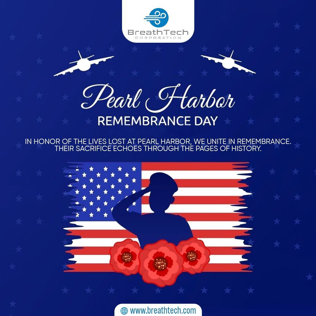 breathtech_corp's tweet image. Remembering Pearl Harbor Day with a commitment to innovation and health. Honoring the past, we strive to protect the future.

#BreathTech #PearlHarbor #PearlHarborRemembranceDay
