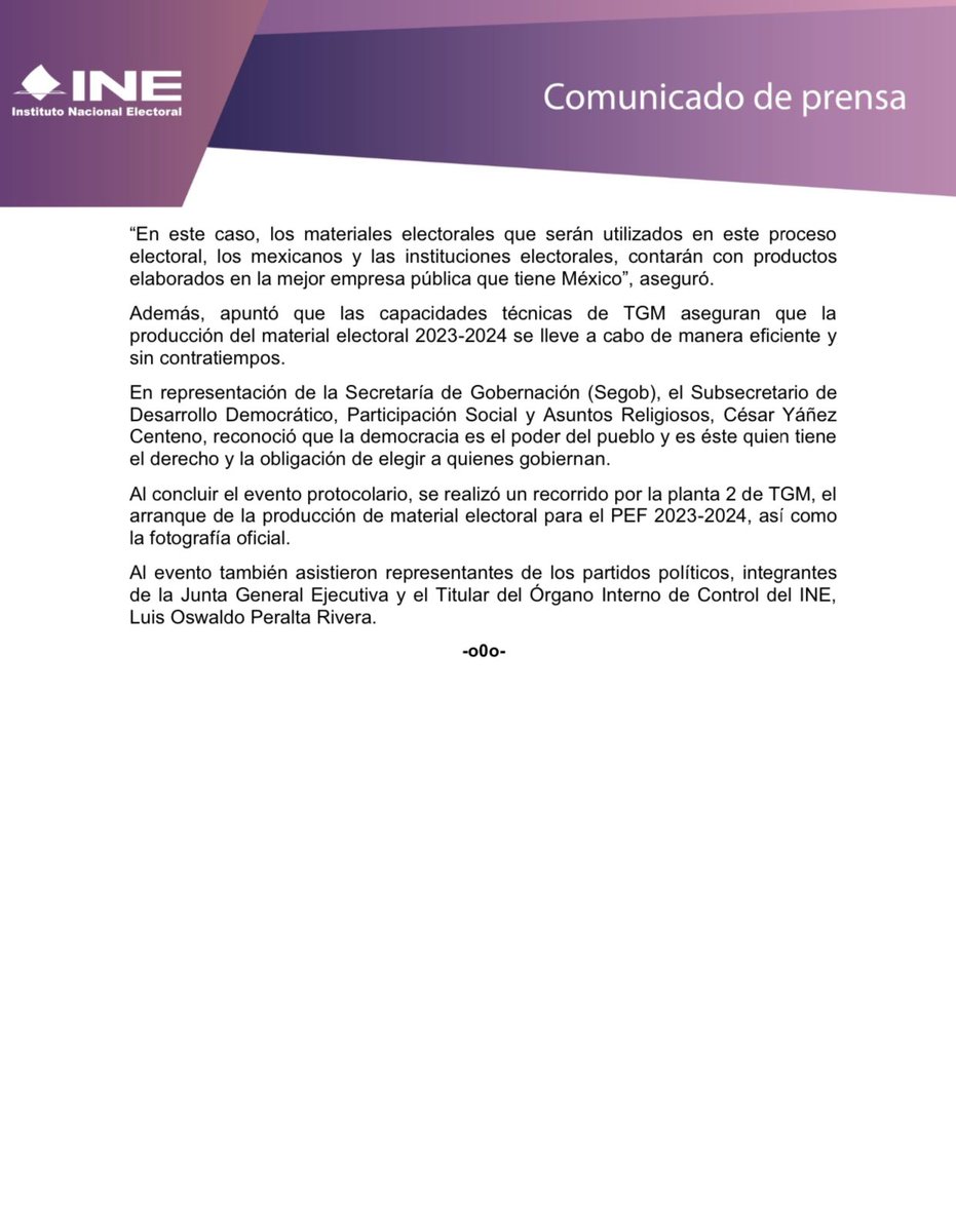 INEMexico's tweet photo. 📑 #BoletínINE | Inicia producción de material electoral para elecciones federales de 2024. https://t.co/71jx8tCu6u https://t.co/4NNnAGd9mc
