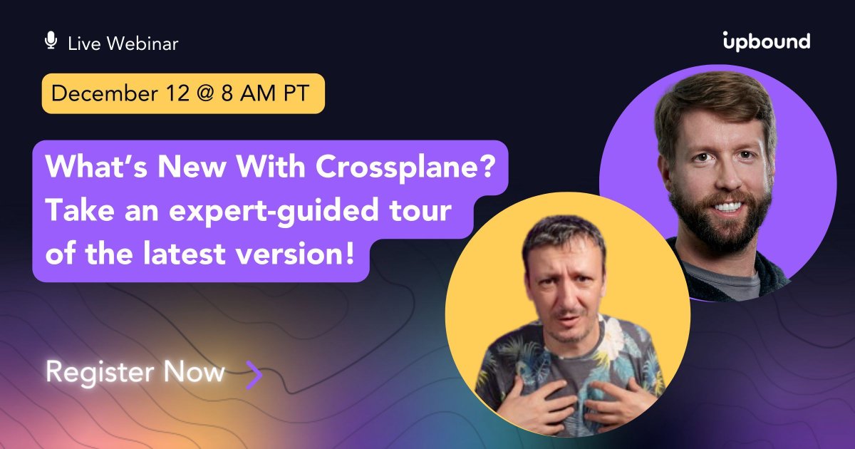 🔍 Curious about the latest features in @crossplane_io v1.14? Join us next week for a webinar exploring new functionalities and an improved platform builder experience. 🛠️ Dive into the details on December 12 at 8 AM PT | 5 PM CEST. buff.ly/47FMPKT