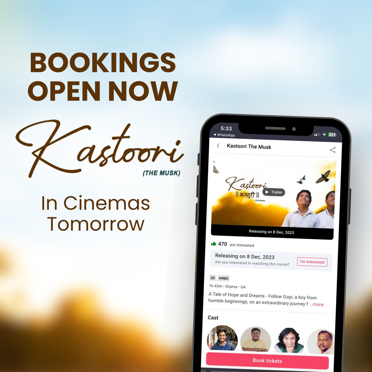 The wait is finally over!

Book your tickets now for #Kastoori at bit.ly/46SflrQ

#KastooriInCinemasDec8