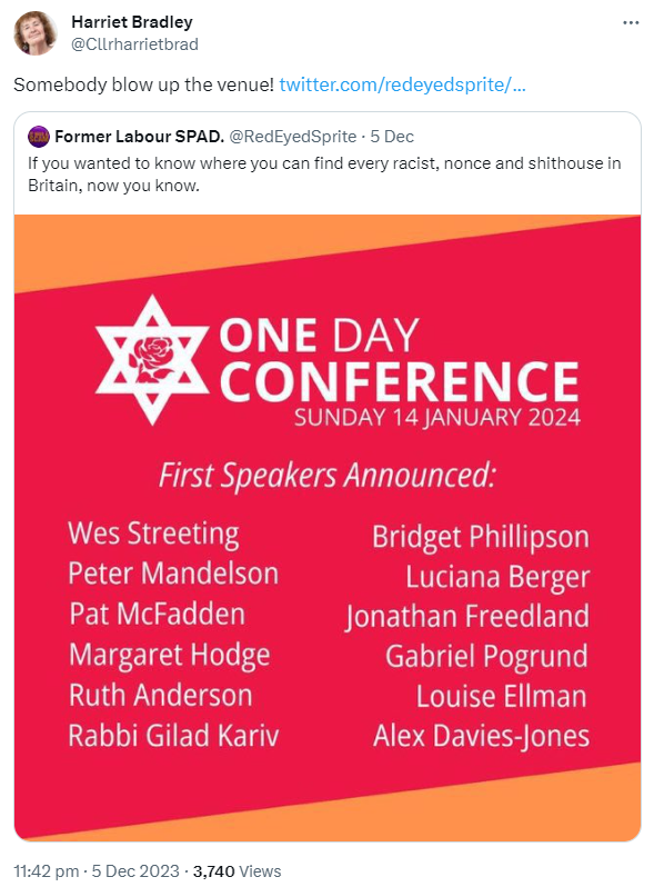 We have been warning repeatedly about what happens when you allow calls for violent intifada on our streets week after week.

We have reported Harriet Bradley to <a href="/TerrorismPolice/">Counter Terrorism Policing</a>.