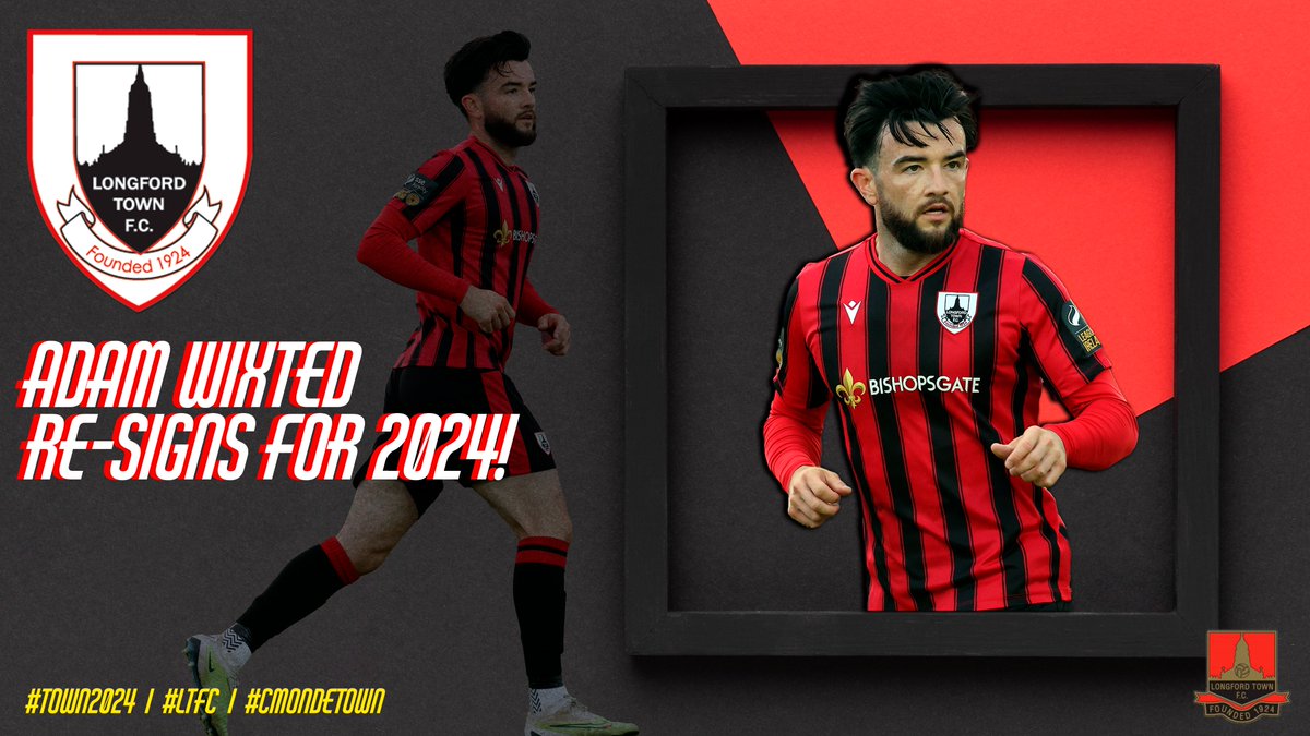 LongfordTownFC's tweet photo. 𝗔𝗱𝗮𝗺 𝗪𝗶𝘅𝘁𝗲𝗱 𝗥𝗲-𝗦𝗶𝗴𝗻𝘀 𝗳𝗼𝗿 𝟮𝟬𝟮𝟰! | ✍🏻

The club is delighted to annouce that Adam Wixted has re-signed for the 2024 season.

Read more here. 👇
https://t.co/dFtmRhtwQg

#Town2024 | #LTFC | #CmonDeTown | 🔴⚫️ https://t.co/fhbsxWkIgz