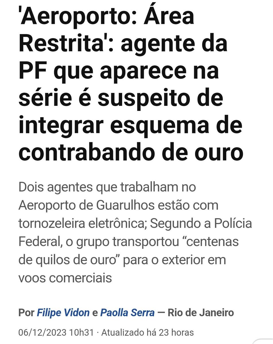 Aeroporto: Área Restrita': agente da PF que aparece na série é suspeito de  integrar esquema de contrabando de ouro