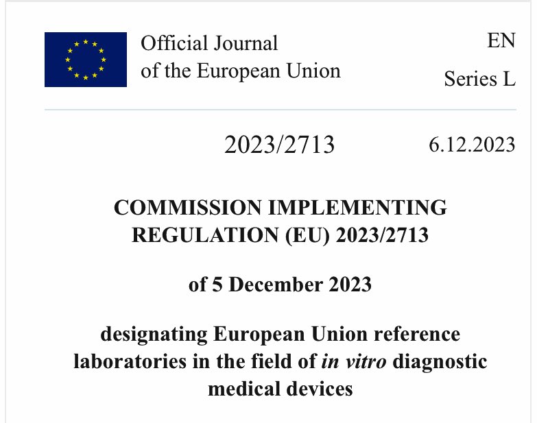 Se acaba de oficializar la designación de nuestro servicio, bajo el paraguas de @SaludMadrid, como Laboratorio de Referencia de Diagnóstico in vitro en el Diario Oficial de @EU_Commission 🇪🇺 Enhorabuena también a @Micro_LaPaz y @Mic_Inf_Maranon, como integrantes del consorcio.