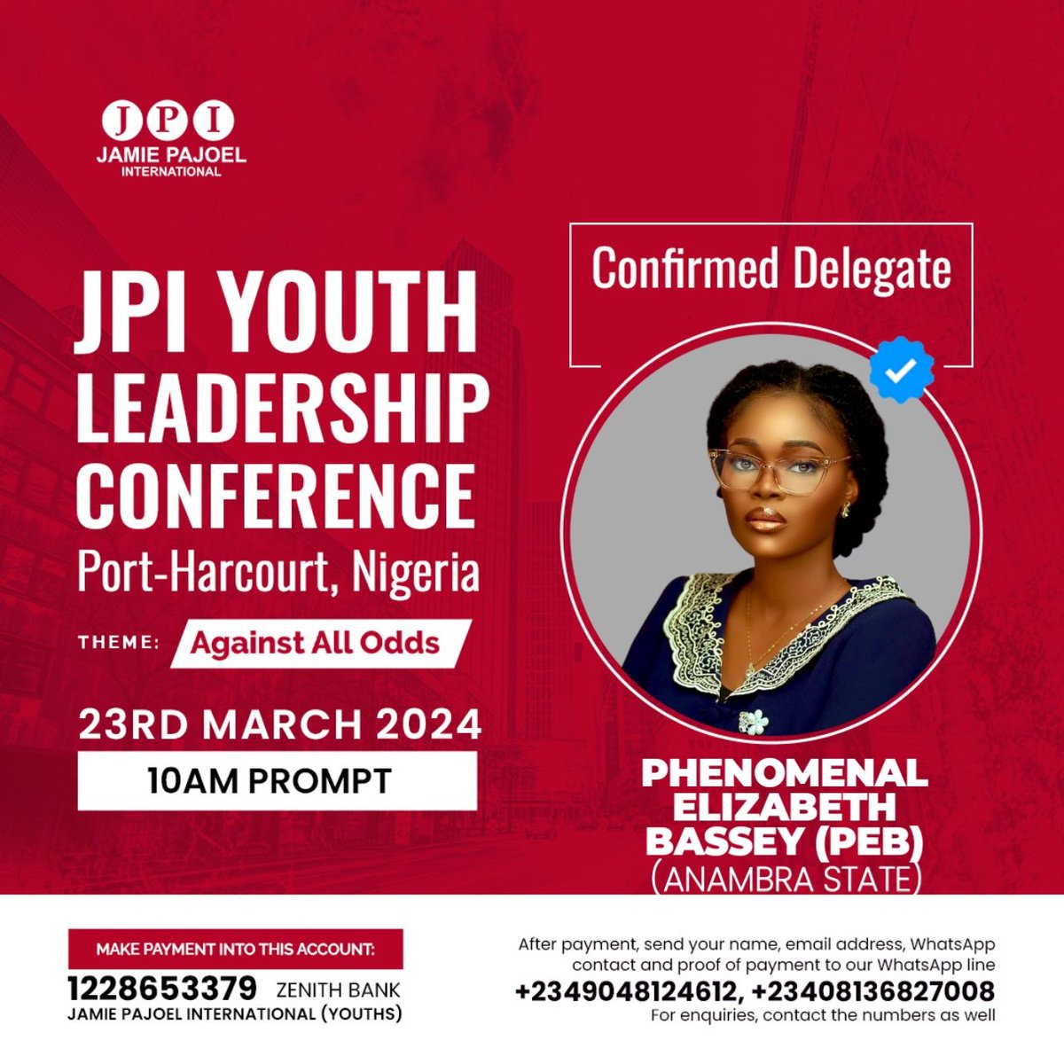 AdaAchusim's tweet image. Don&apos;t you desire to start 2024 with a conference like this 👇
So why the delay?

JPI Youth Leadership Conference Port-Harcourt 2024.

Register to get connected with 3000 young leaders and entrepreneurs.

#jamiepajoeluniversity