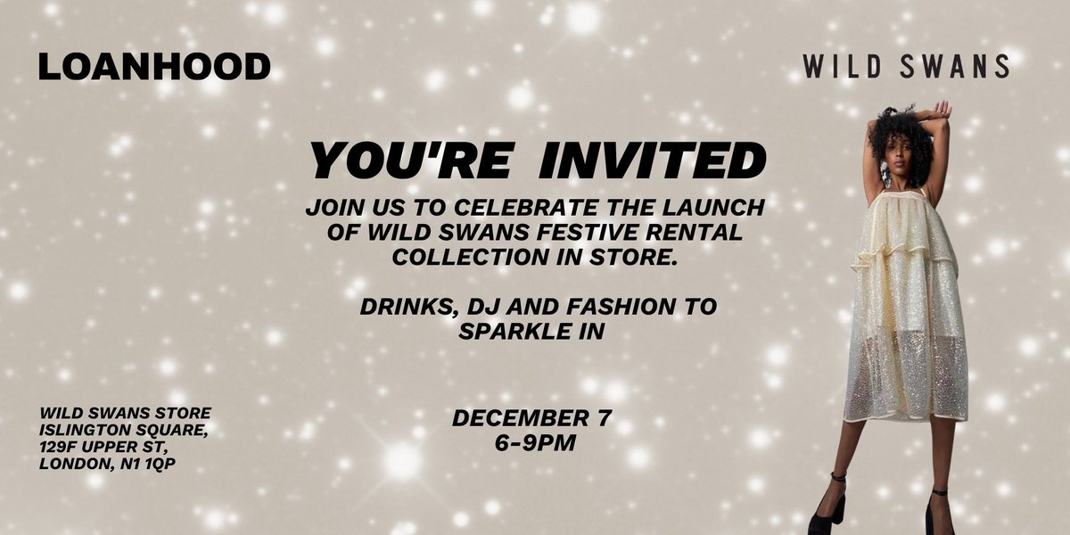 Join us tonight at Wild Swans Islington Square to celebrate the launch of their rental collection. RSVP >> airtable.com/appDdKD0oVfU8u… #xmasdrinks #circularfashion