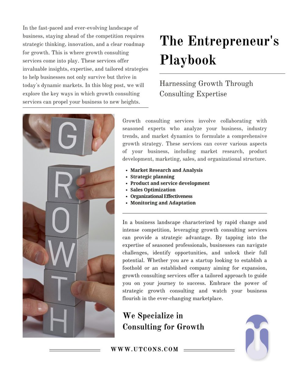 ReachUTCONS's tweet photo. Fuel your business ambitions with strategic insights! ๐ Explore the transformative impact of growth consulting services and unlock your business's true potential. Read our latest blog post for a roadmap to success. #BusinessGrowth #ConsultingServices #StrategicSuccess #UTCONS https://t.co/WWC74OfA3q