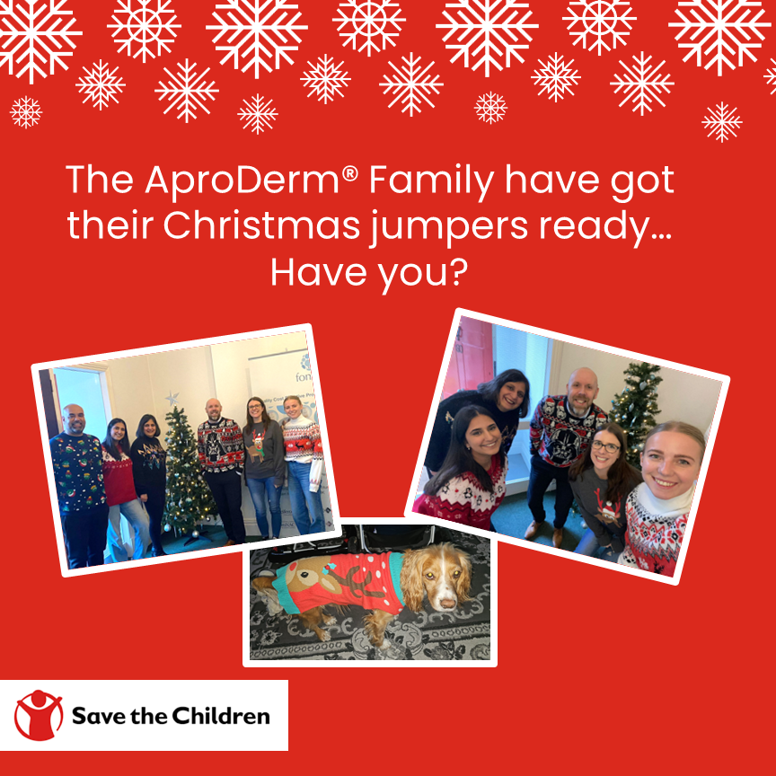 Here at AproDerm® we’re getting into the Christmas spirit and making the world better with a sweater by taking part in @‌SavetheChildren Christmas Jumper Day.

We’ve managed to raise £140 this year which will help change the life of a child in need.

#ChristmasJumperDay #Charity