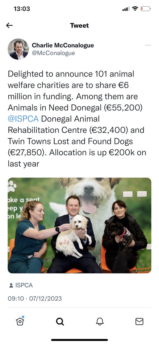 ANIMALS IN NEED (@animalsinneedie) on Twitter photo Expressing our heartfelt thanks ๐ to Minister <a href="/McConalogue/">Charlie McConalogue</a> for the generous โฌ55,200.00 funding towards our animal welfare initiatives. Thanks for your commitment to supporting charities in safeguarding animals. Grateful for your advocacy! ๐พ #AWAD23 #Ireland ๐ฎ๐ช#AnimalWelfare Expressing our heartfelt thanks ๐ to Minister <a href="/McConalogue/">Charlie McConalogue</a> for the generous โฌ55,200.00 funding towards our animal welfare initiatives. Thanks for your commitment to supporting charities in safeguarding animals. Grateful for your advocacy! ๐พ #AWAD23 #Ireland ๐ฎ๐ช#AnimalWelfare