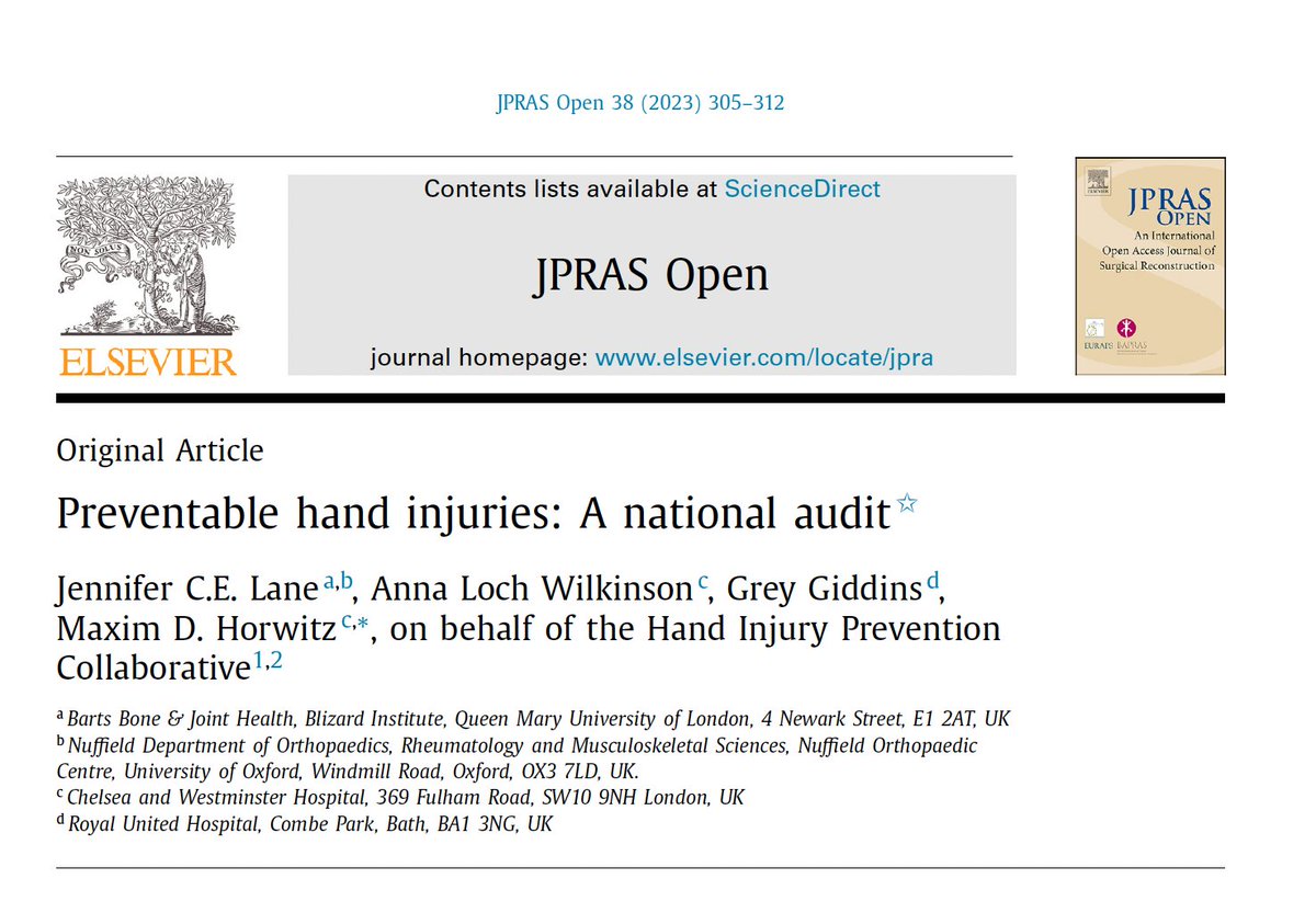 jennifercelane's tweet image. Our paper is out!

Collaborative work investigating hand injuries presenting to 28 UK centres during lockdown, and most importantly, all 70+ collaborators cited authors

Stayed tuned for part 2!
open access: 
sciencedirect.com/science/articl…

@BartsBoneJoint @BartsBRC @ndorms @BSSHand
