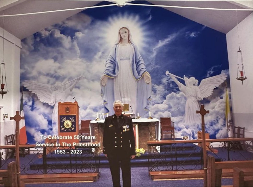 Military chaplains offer spiritual support to serving personnel and their families.The Navy would like to recognise the outstanding commitment, service and support given to us by our very own Fr. Des Campion on the occasion of the 50th anniversary of his ordination.
Comhghairdeas