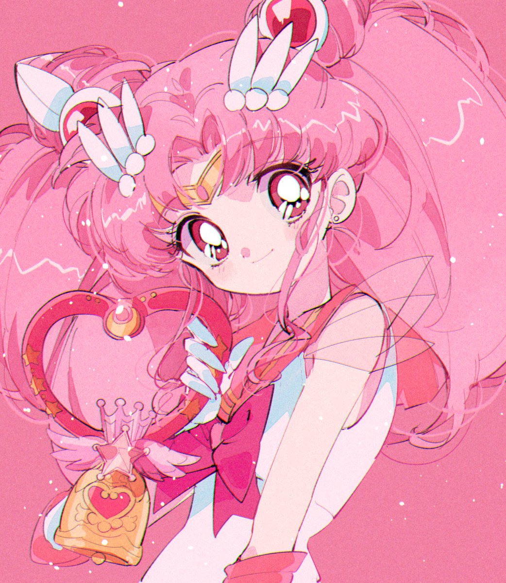 chibi usa ,sailor chibi moon 1girl solo pink hair sailor senshi uniform hair bun pink sailor collar magical girl  illustration images