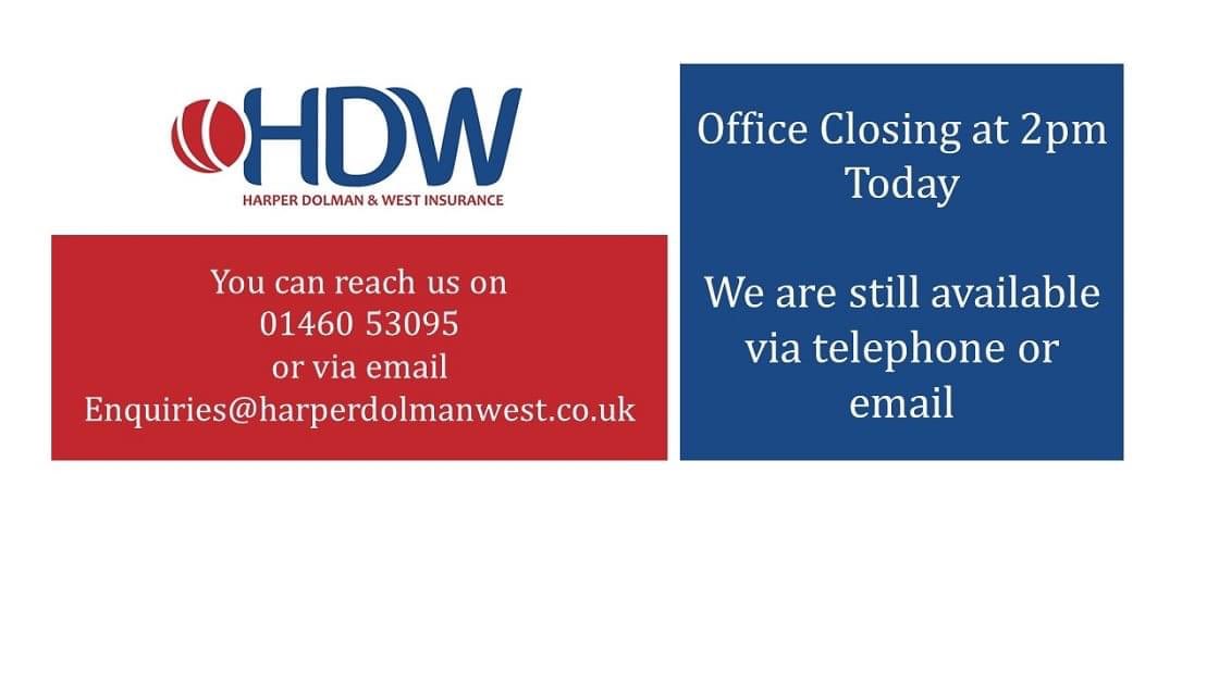 Due to the heavy rainfall and flooding we're closing our office early today to make sure our staff can get home safely.  Our staff will then be working from home and we can still be reached on 01460 53095 or via email as usual.