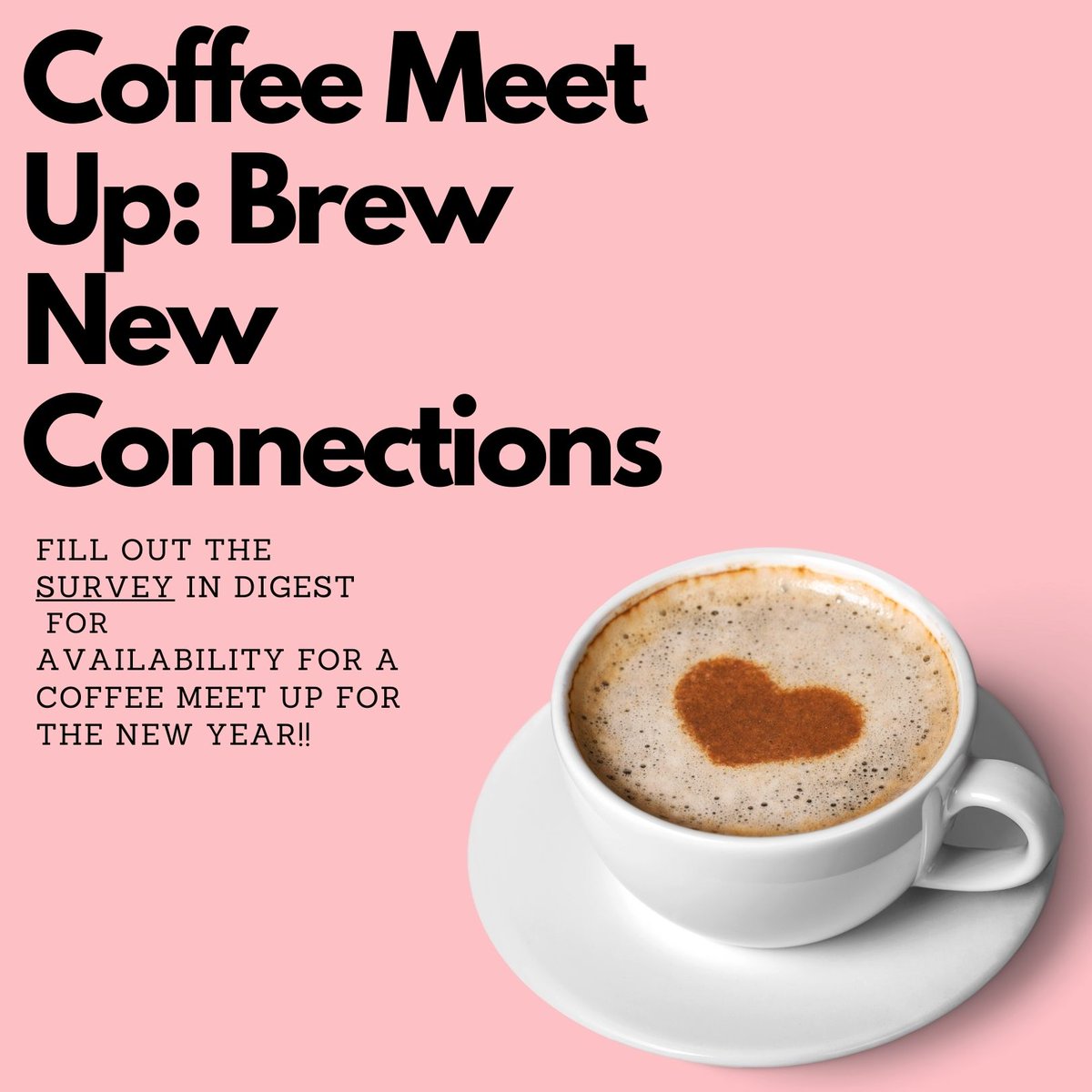 Coffee Meet Up: Brew New Connections
 Are you looking to make new friends and connections with your MEng peers? Need a midweek pick-me-up? 
Fill out the following  survey with your  availability for a  meet up in the new year!! 
FILL OUT SURVEY : docs.google.com/forms/d/e/1FAI…