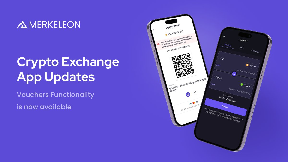 Merkeleon has recently rolled out an update for its Cryptocurrency Exchange mobile app, introducing the much-anticipated Vouchers functionality!

The app now allows users to create and redeem vouchers, mirroring the experience offered on the web app.

bit.ly/4abgDRO