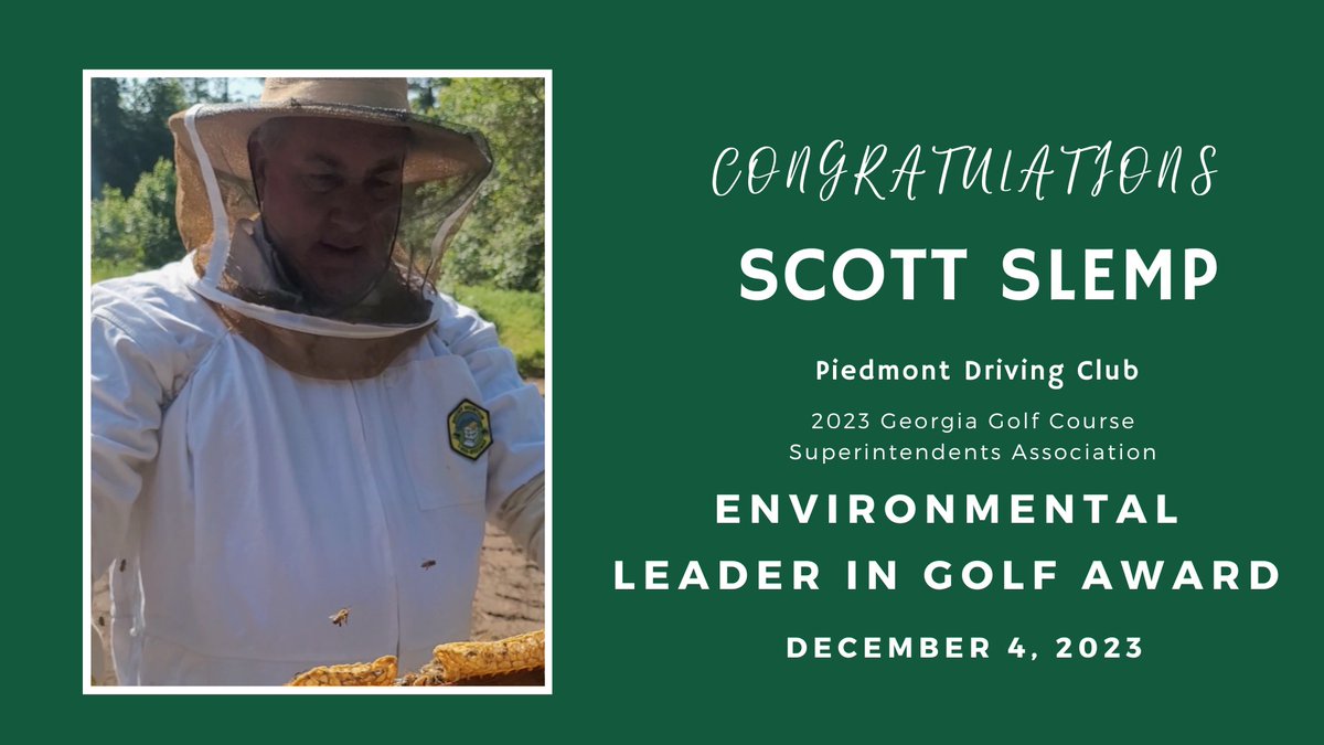 Congratulations to Scott Slemp on receiving the Georgia Golf Environmental Foundation's Environmental Leader in Golf Award
