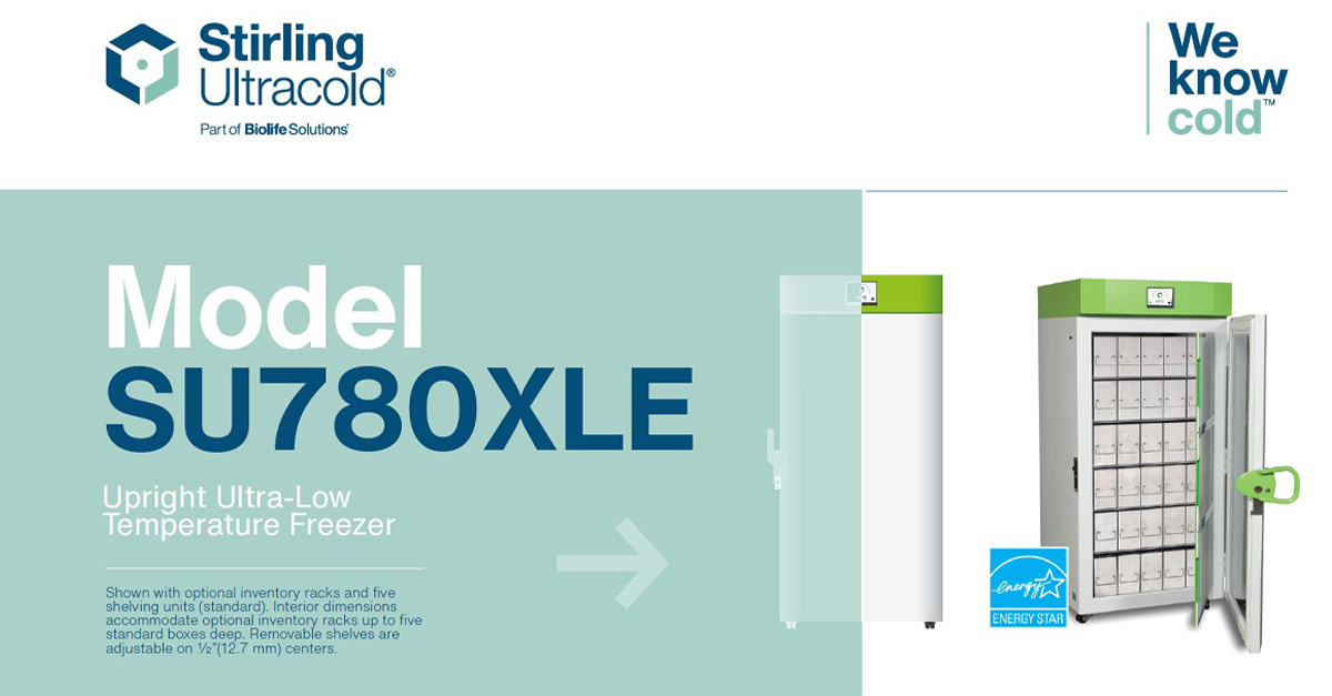 With our U.S. express shipment service, a brand new SU780XLE ULT freezer could be delivered to your lab within the U.S. in one week. Now is the time to upgrade your sample storage with the energy-efficient, space-saving and low-maintenance SU780XLE.

go.biolifesolutions.com/SU780XLE