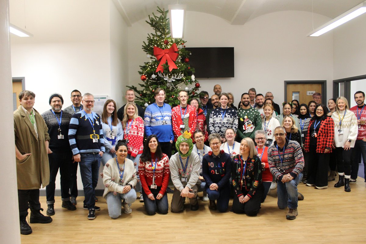 D6A does @savechildrenuk Christmas jumper day 2023! (Not pictured: the mince pies we used to bribe staff into this photo)