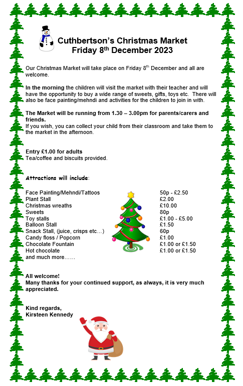 cuthbertsonpri's tweet image. Tomorrow is the Christmas market in school which will be open to pupils in the morning, and parents/carers in the afternoon.

#cuthbertson #cubby #govanhill @Govanhill_mag @GovanhillGo @NicolaSturgeon #christmas
