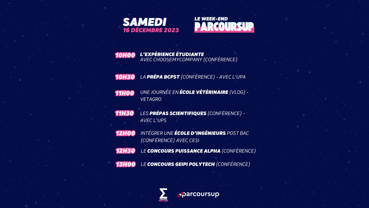 Le samedi 16 décembre à 11h30 : conférence sur les classes préparatoires scientifiques avec Denis Choimet, président de l'UPS.

Dans le cadre du week-end <a href="/parcoursup_info/">Parcoursup</a> organisé par <a href="/thotismedia/">Thotis</a>.