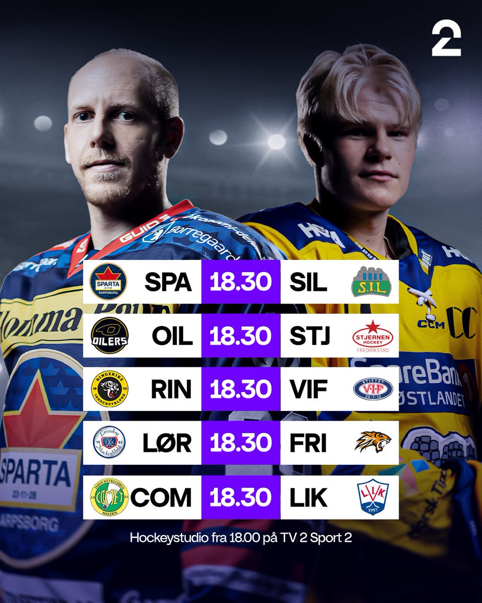 Fin hockeykveld i vente. <a href="/ErikFollestad/">Erik Follestad</a> stiller endelig i dress, <a href="/josefineengmann/">Josefine Biseth Engmann</a> avslører månedens spiller etter runden, og vi får besøk av HAs eminente <a href="/BendikEriksen/">Bendik H. Eriksen</a> i studio fra 18.00 på TV 2 Sport 2. Sparta - Storhamar vises på samme kanal. #2hockey