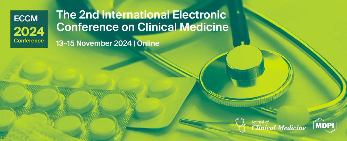 JCM MDPI (@jcm_mdpi) on Twitter photo #mdpijcm
Open for Abstract Submissions (FREE to attend):
🌟The 2nd International Electronic Conference on Clinical Medicine
Check more: eccm2024.sciforum.net
Submit your abstract by 16th July 2024 through sciforum.net/user/submissio…
<a href="/MediPharma_MDPI/">MDPI Medicine & Pharmacology</a>
#Cardiology #medicine #health #mdpijcm
Open for Abstract Submissions (FREE to attend):
🌟The 2nd International Electronic Conference on Clinical Medicine
Check more: eccm2024.sciforum.net
Submit your abstract by 16th July 2024 through sciforum.net/user/submissio…
<a href="/MediPharma_MDPI/">MDPI Medicine & Pharmacology</a>
#Cardiology #medicine #health