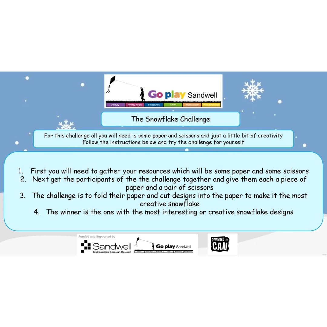 The Snowflake Challenge:
Get your paper and scissors ready and try this snowflake challenge for yourself at home and enjoy some festive creations

#gpschallenge
#goplaysandwell
#activitiesforkids
#playathome